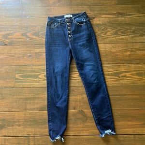 Kancan dark wash skinny jeans- high waist button fly